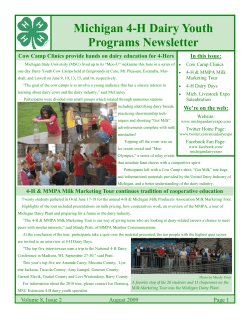 Michigan 4-H Dairy Youth Programs Newsletter