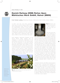 Danish Railway (DSB) Relies Upon Markisches Werk GmbH, Halver
