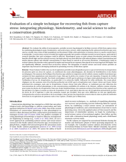 Evaluation of a simple technique for recovering fish from capture stress