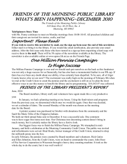 Friends of the Munising Public Library What`s Been happening