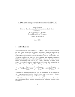 A Definite Integration Interface for REDUCE