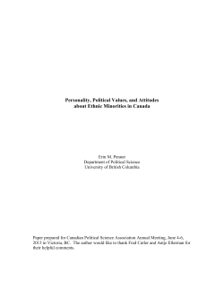 Personality, Political Values, and Attitudes about Ethnic Minorities in