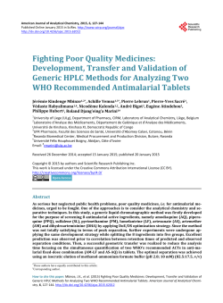 Fighting Poor Quality Medicines - Scientific Research Publishing