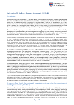University of St Andrews Outcome Agreement &ndash; 2015/16