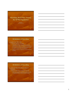 Hoarding Behaviors Among the SPMI Population