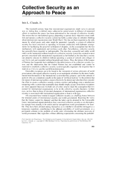 Collective Security as an Approach to Peace