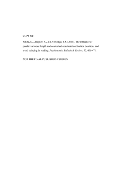 Running head: EFFECT OF WORD PREDICTABILITY ON WORD