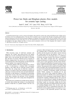 Power law fluids and Bingham plastics flow models for ceramic tape