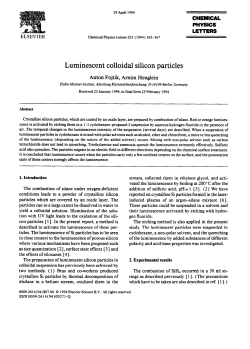 Luminescent colloidal silicon particles