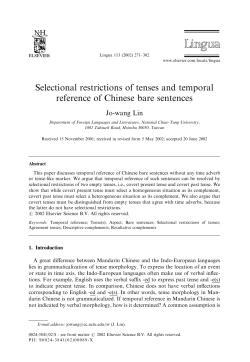Selectional restrictions of tenses and temporal reference of Chinese