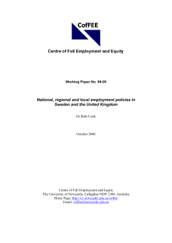 National, regional and local employment policies in Sweden and the