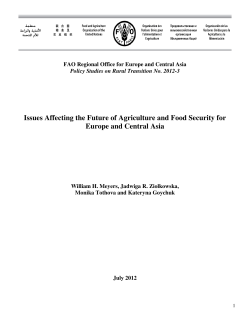 Issues Affecting the Future of Agriculture and Food Security for