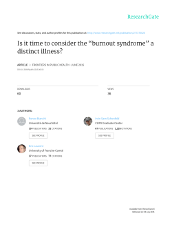 Is it time to consider the &ldquo;burnout syndrome&rdquo; a distinct illness?