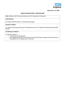 Mandate, NHS Planning Guidance and CCG