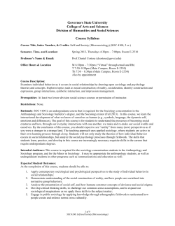 SOC 4100: Self and Society (Microsociology)