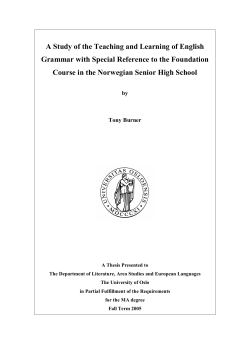 A Study of the Teaching and Learning of English Grammar with