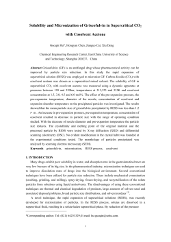 Solubility and Micronization of Griseofulvin in Supercritical