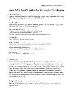 Nursing Staffing, Nursing Workload, the Work Environment and
