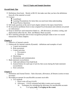 Test # 2 Topics and Sample Questions Overall Study