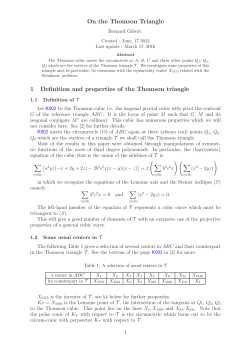 On the Thomson Triangle 1 Definition and properties of the