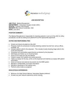 JOB DESCRIPTION JOB TITLE: Medical Receptionist