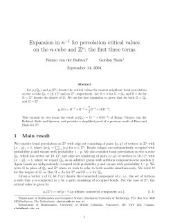 Expansion in n&minus;1 for percolation critical values on the n