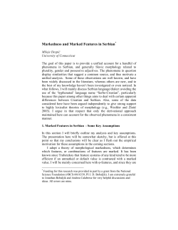 Markedness and Marked Features in Serbian