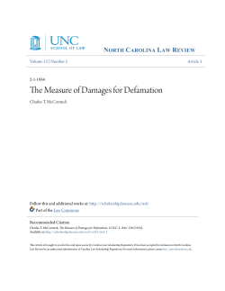 The Measure of Damages for Defamation