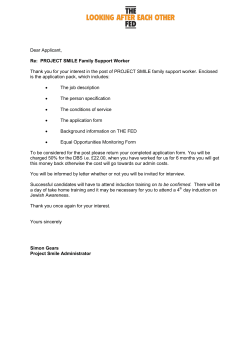 Dear Applicant, Re: PROJECT SMILE Family Support
