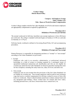 Hours of Work and Overtime Compensation