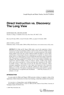 Direct instruction vs. discovery: The long view