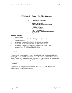 ATA Security feature Set Clarifications