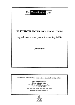ELECTIONS UNDER REGIONAL LISTS A guide to the new