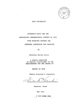 Jefferson Davis and the Mississippi gubernatorial contest of 1851