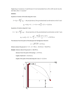 Neglecting air resistance, if a ball thrown 4.5 m/s horizontally from a