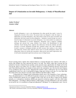 Impact of Urbanization on Juvenile Delinquency: A Study of