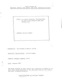 US Soviet Relations, 1953/1961/1984