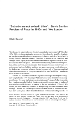 "Suburbs are not so bad I think": Stevie Smith`s Problem of Place in