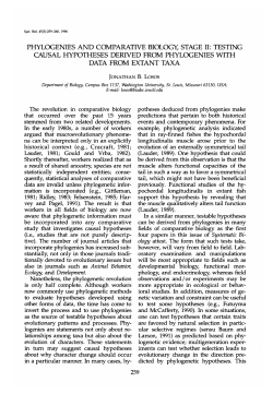 phylogenies and comparative biology, stage ii
