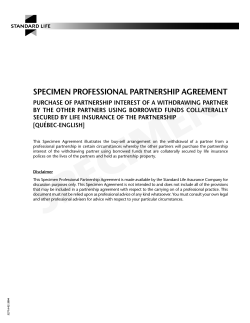 SPECIMEN PROFESSIONAL PARTNERSHIP AGREEMENT