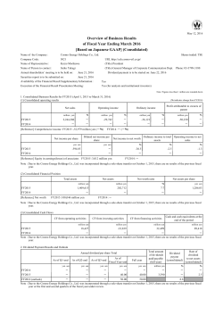 Overview of Business Results of FY2015 (PDF/544K)