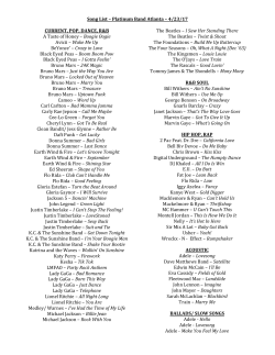 Song List &ndash; Platinum Band Atlanta &ndash; 4/23/17 CURRENT, POP