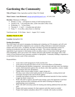 Urban Agriculture and the Urban CSA Model