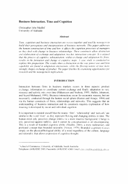 Business Interaction, Time and Cognition