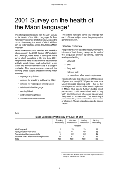2001 Survey on the health of the M&auml;ori language