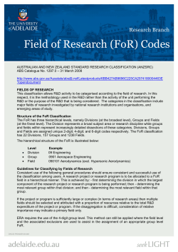 ERA FoR Codes Fact Sheet - The University of Adelaide