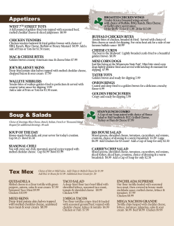 FOOD MENU - Joe and Stan`s