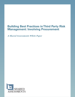 Building Best Practices in Third Party Risk Management: Involving