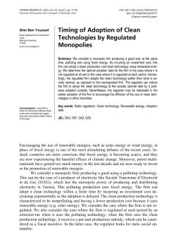 Timing of Adoption of Clean Technologies by Regulated Monopolies