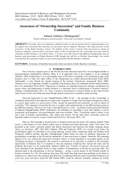 Awareness of &ldquo;Ownership Succession&rdquo; and Family Business